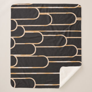 Art Deco Geometry: Gold Watercolor Wallpaper Sherpa Blanket