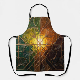 Art Deco Ginkgo Leaf Stained Glass Design Apron