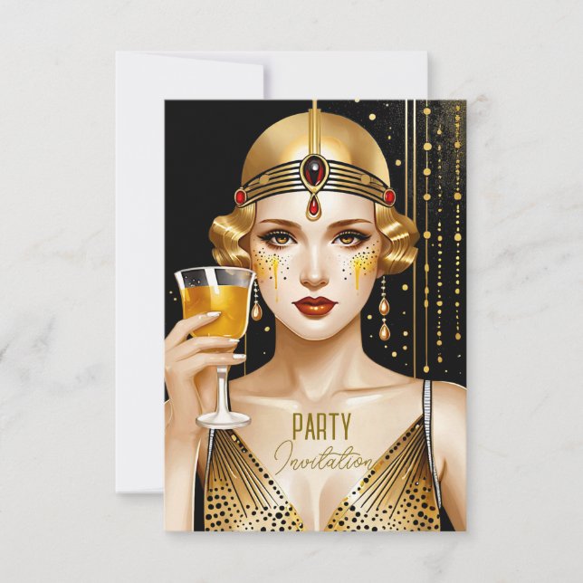 Art Deco Girl Party Invitation (Front)