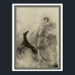 Art Deco "Girl with Dog" by Louis Icart 12 x 16 Poster<br><div class="desc">Unique Print by Louis Icart  "Girl with Dog"</div>