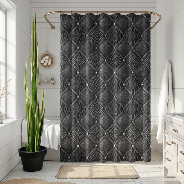 Art Deco Glam Black Pattern Shower Curtain (Creator Uploaded)