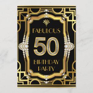 Art Deco Glam Fabulous 50 Birthday Party Invitation