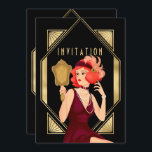 Art Deco Glam Girl 30th Birthday Gold Black Invitation<br><div class="desc">Your guests will know they are in for a roaring 1920s time when they receive this elegant gold and black Art Deco style invitation to your 30th birthday party. On the back easily personalise the typography with your details. On the front, the header word Invitation within the same ornate style...</div>