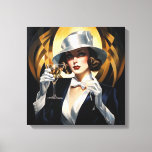 Art Deco Glam: Gold Woman Canvas Print<br><div class="desc">Glamourous twenties Art Deco style portrait of a beautifully dressed woman</div>