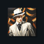 Art Deco Glam: Silver Man Canvas Print<br><div class="desc">Glamourous 20's style Art Deco portrait of a sharply dressed man</div>