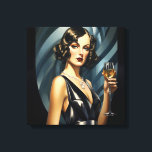 Art Deco Glam: Silver Woman Canvas Print<br><div class="desc">Glamourous 20's Art Deco style portrait of a beautifully dressed woman.</div>