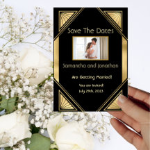 Art Deco Glam Vintage Save the Dates Card