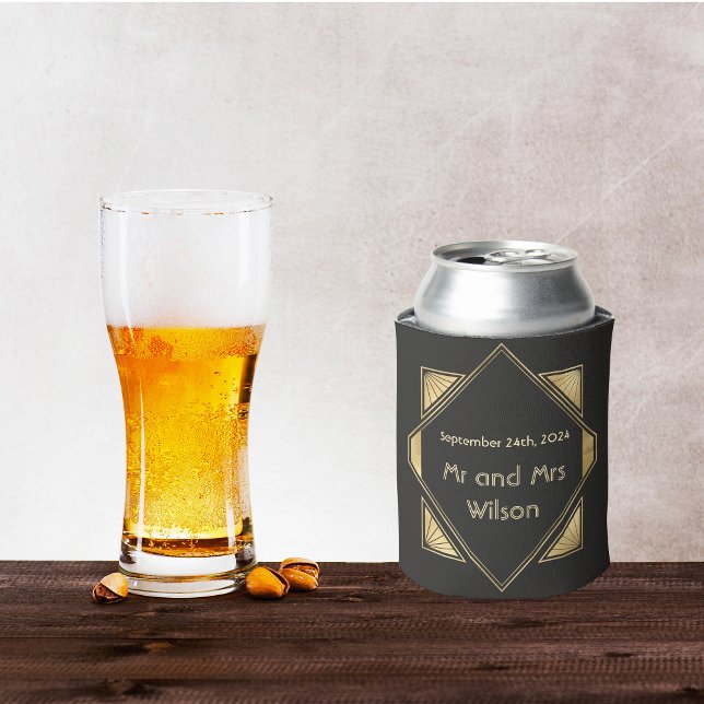 Art Deco Glam Vintage Wedding Can Cooler (Creator Uploaded)