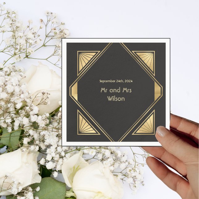 Art Deco Glam Vintage Wedding Dinner Cocktail Napkin (Creator Uploaded)