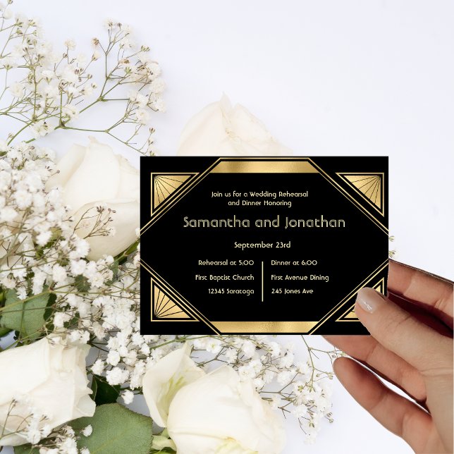 Art Deco Glam Vintage Wedding Rehearsal  Invitation (Creator Uploaded)
