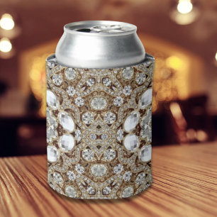 Art Deco Glamorous Vintage Fashion Beige Gold Can Cooler