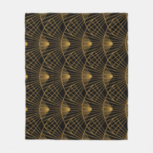Art Deco Glamour: Golden Fan. Fleece Blanket