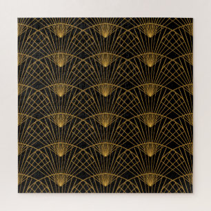 Art Deco Glamour: Golden Fan. Jigsaw Puzzle