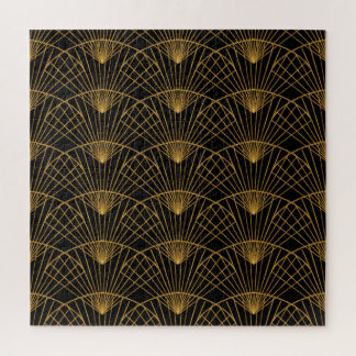 Art Deco Glamour: Golden Fan. Jigsaw Puzzle