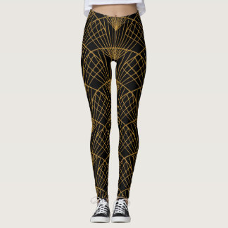 Art Deco Glamour: Golden Fan. Leggings