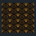 Art Deco Glamour: Golden Fan. Poster<br><div class="desc">Gold fan pattern in Art Deco style Elegant gold fan pattern in Art Deco style. A touch of classic luxury for your decor! Admire the Art Deco style with a fan-shaped yellow and black illustration. Perfect for a touch of vintage glamour. art, background, pattern, abstract, flower, texture, decor, paper, fashion,...</div>