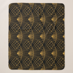Art Deco Glamour: Golden Fan. Sherpa Blanket