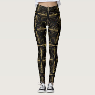 Art Deco Glamour: Golden Motifs Leggings