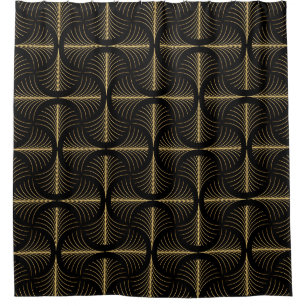 Art Deco Glamour: Golden Motifs Shower Curtain