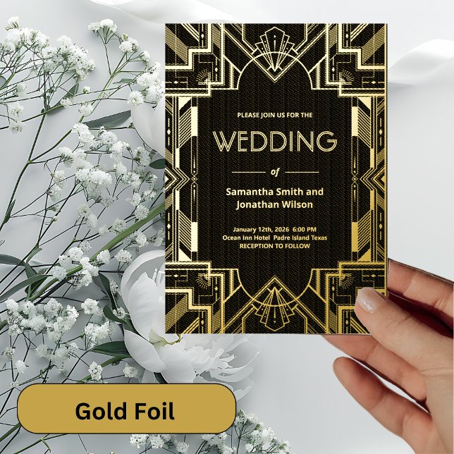 Art Deco Glamourous Gold on Black Foil Wedding (Creator Uploaded)
