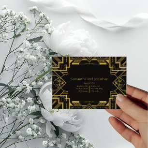 Art Deco Glamourous Gold on Black Rehearsal Card