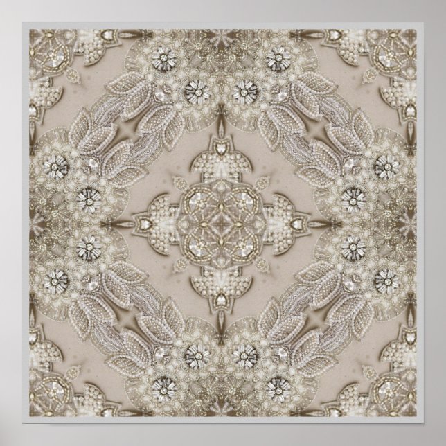 Art Deco Glamourous Great Gatsby Rhinestone Lace Poster (Front)