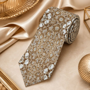 Art Deco Glamourous Vintage Fashion Beige Gold Tie