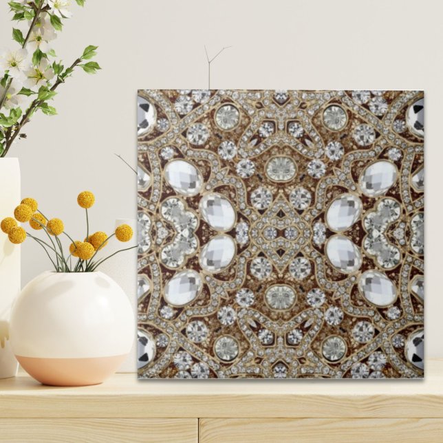  Art Deco Glamourous Vintage Fashion Beige Gold Tile (Art Deco Glamorous Vintage Fashion Beige Gold Ceramic Tile)