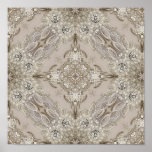 Art Deco Glamourous Vintage Fashion Grey Beige Poster<br><div class="desc">Art Deco Glamourous Vintage Fashion Grey Beige home decorations,  The rhinestone design details are simulated in the artwork. 
No actual rhinestones will be used in the making of this product.</div>