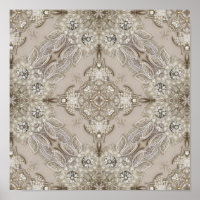 Art Deco Glamourous Vintage Fashion Grey Beige