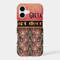 Art deco glitter look pink gold green black
