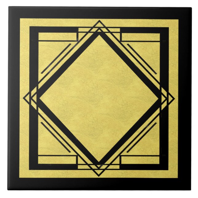 Art Deco Gold and Black design 2 Tile (Front)
