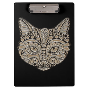 Art deco gold and black Egyptian style cat Clipboard