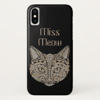 Art deco gold and black Egyptian style cat face