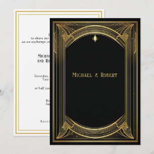 Art Deco Gold and Black Vintage Frame Invitation