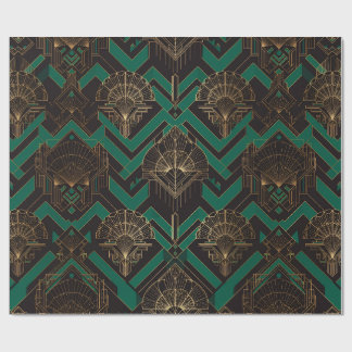 Art Deco Gold and Emerald Wrapping Paper
