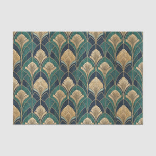 Art Deco Gold and Teal Geometric Abstract Pattern Tissue Paper