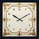 Art Deco Gold and White Square Wall Clock<br><div class="desc">Great clock design. You will love it like others. Be free to use this design for other product you like or to customise and add your text. Follow me for more. Thank you. Have a nice day.</div>
