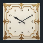 Art Deco Gold and White Square Wall Clock<br><div class="desc">Great clock design. You will love it like others. Be free to use this design for other product you like or to customise and add your text. Follow me for more. Thank you. Have a nice day.</div>