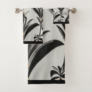 Art Deco Gold, Black and Ivory Bath Towel Set