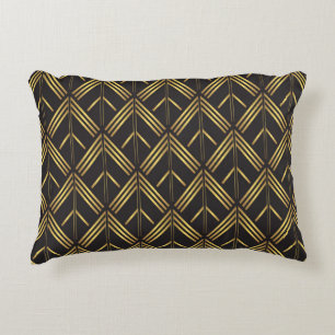  Art Deco Gold Black Arrow Pattern Decorative Cushion