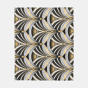 Art Deco Gold Black Elegance: Roaring Twenties Fleece Blanket