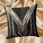 Art Deco Gold Black Geometric V Design Cushion<br><div class="desc">Art Deco Gold Black Silver Geometric V Design</div>