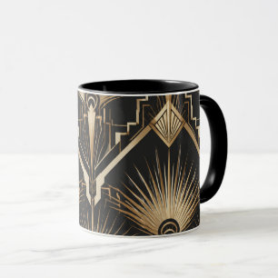 Art Deco Gold Black Luxury Mug Great Gatsby Style