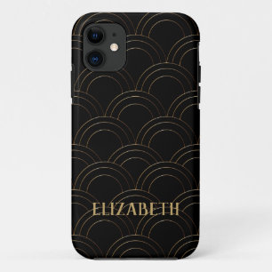 Art Deco Gold Black Name Personalised Case-Mate iPhone Case