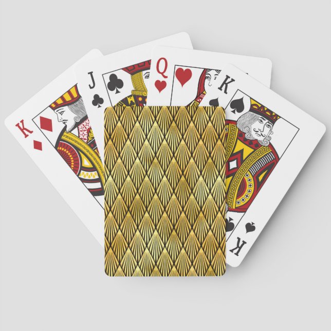 Art Deco Gold & Black Sunburst Pattern Playing Cards (Back)