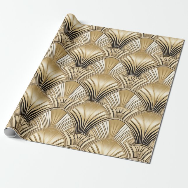 Art Deco gold black Wrapping Paper (Unrolled)