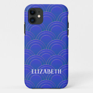 Art Deco Gold Blue Name Personalised Case-Mate iPhone Case