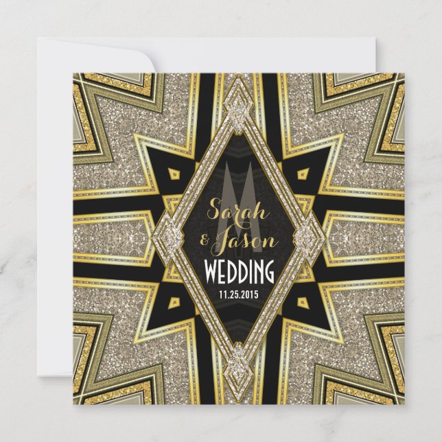 Art Deco Gold Diamond Wedding Invitation (Front)