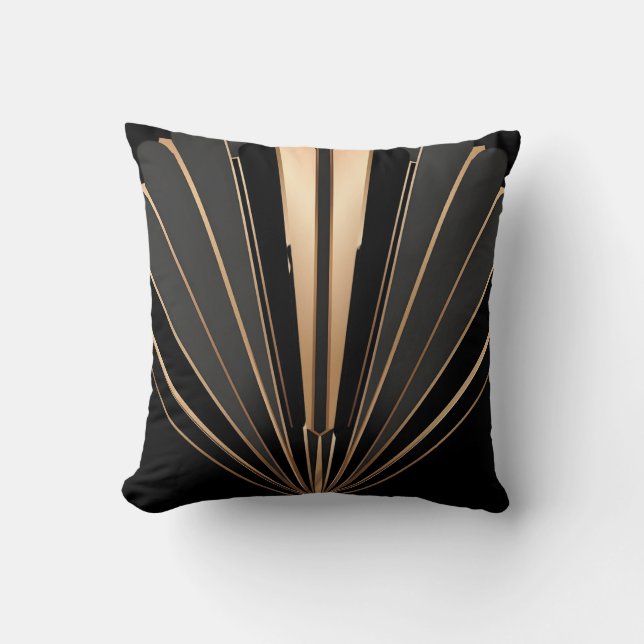 Art Deco Gold Fan Geometric Elegance Cushion (Front)